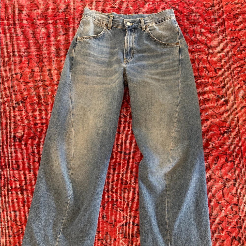 6397 Soft Mid Blue Denim Twisted Seam Jeans - Made in Italy